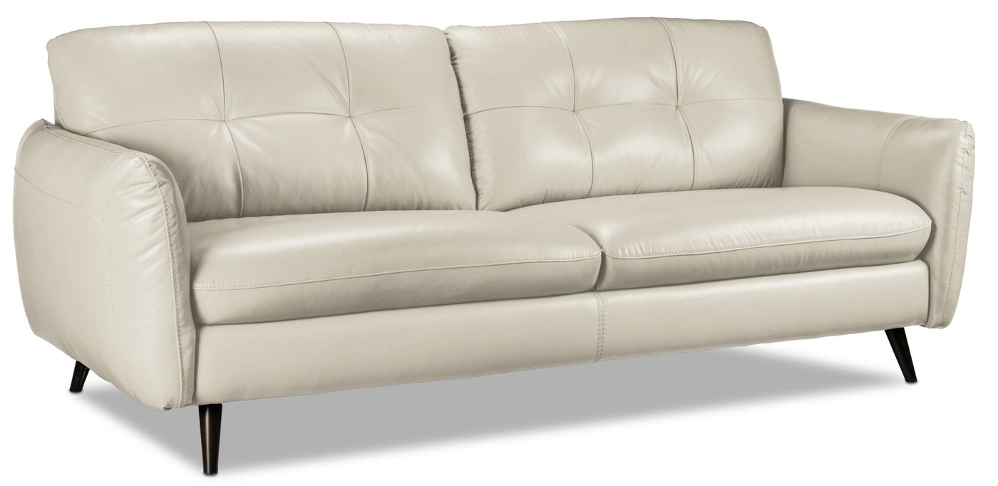 Carlino Leather Sofa, Loveseat and Chair Set - Silver