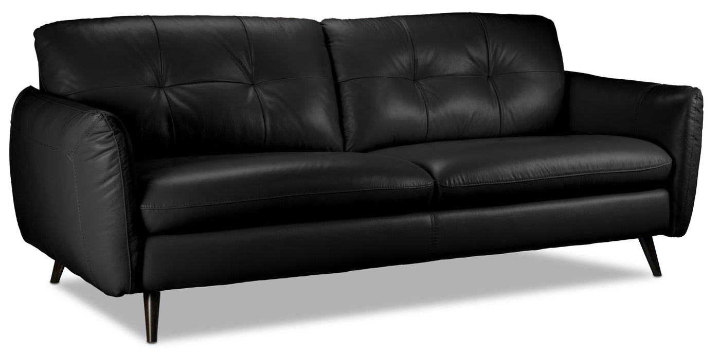 Carlino Leather Sofa and Chair Set - Black