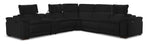 Ajax Leather 6-Piece Dual Power Reclining Sectional - Black