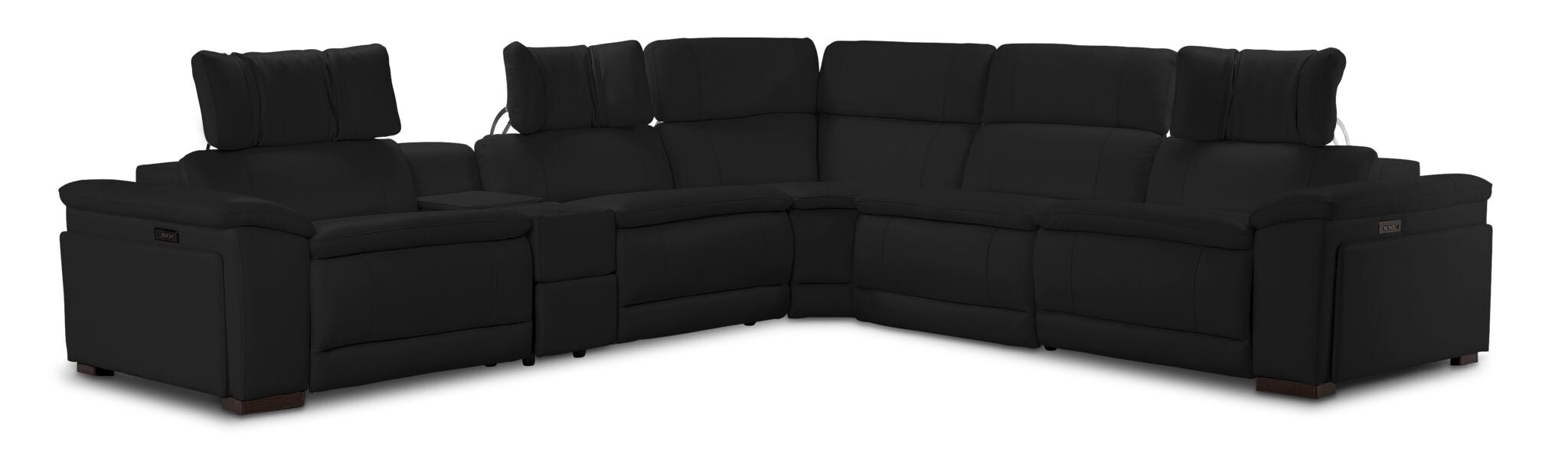 Ajax Leather 6-Piece Dual Power Reclining Sectional - Black