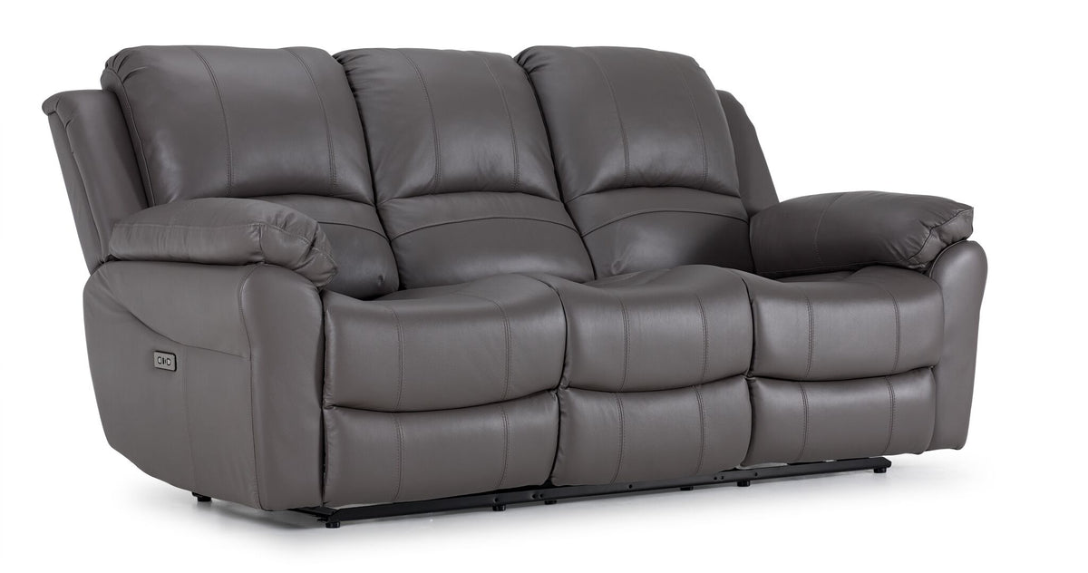 Alba Sofa inclinable électrique à double inclinaison en cuir – gris | Léon