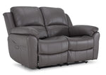 Alba Leather Power Reclining Sofa and Loveseat Set - Grey