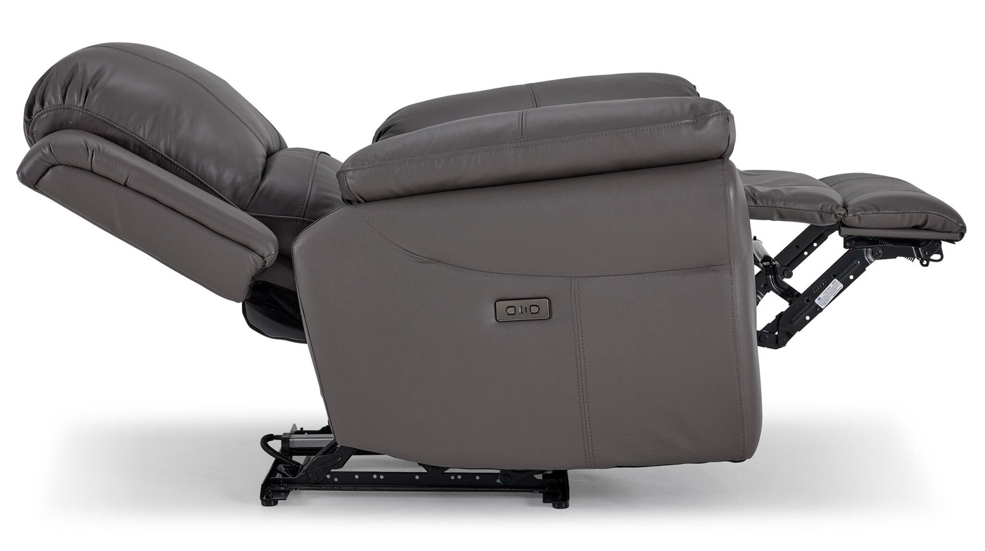 Alba Leather Dual Power Recliner - Grey