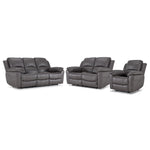 Alba Leather Dual Power Reclining Sofa, Loveseat and Chair Set - Grey