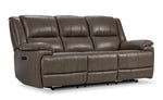 Allie Leather Dual Power Reclining Sofa and Loveseat Set - Mocha