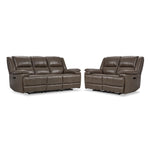 Allie Leather Dual Power Reclining Sofa and Loveseat Set - Mocha