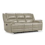 Allie Leather Dual Power Reclining Sofa - Fog