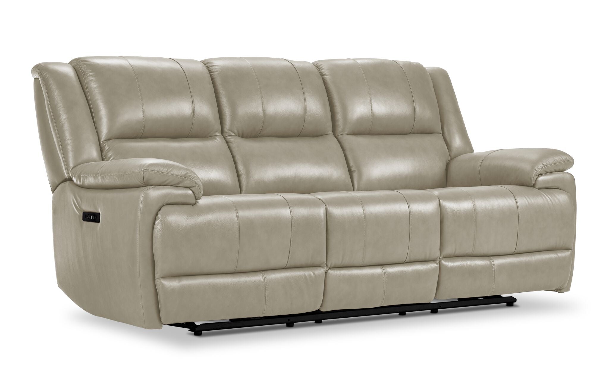 Allie Leather Dual Power Reclining Sofa and Loveseat Set - Fog