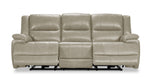 Allie Leather Dual Power Reclining Sofa - Fog