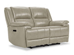 Allie Leather Dual Power Reclining Loveseat - Fog