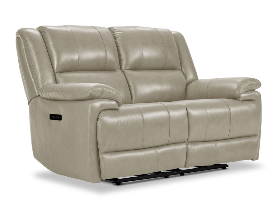 Allie Leather Dual Power Reclining Loveseat - Fog