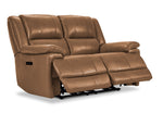 Allie Leather Dual Power Reclining Loveseat - Canyon