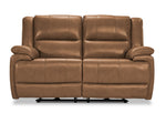Allie Leather Dual Power Reclining Loveseat - Canyon