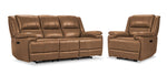 Allie Leather Dual Power Reclining Sofa and Recliner Set - Canyon