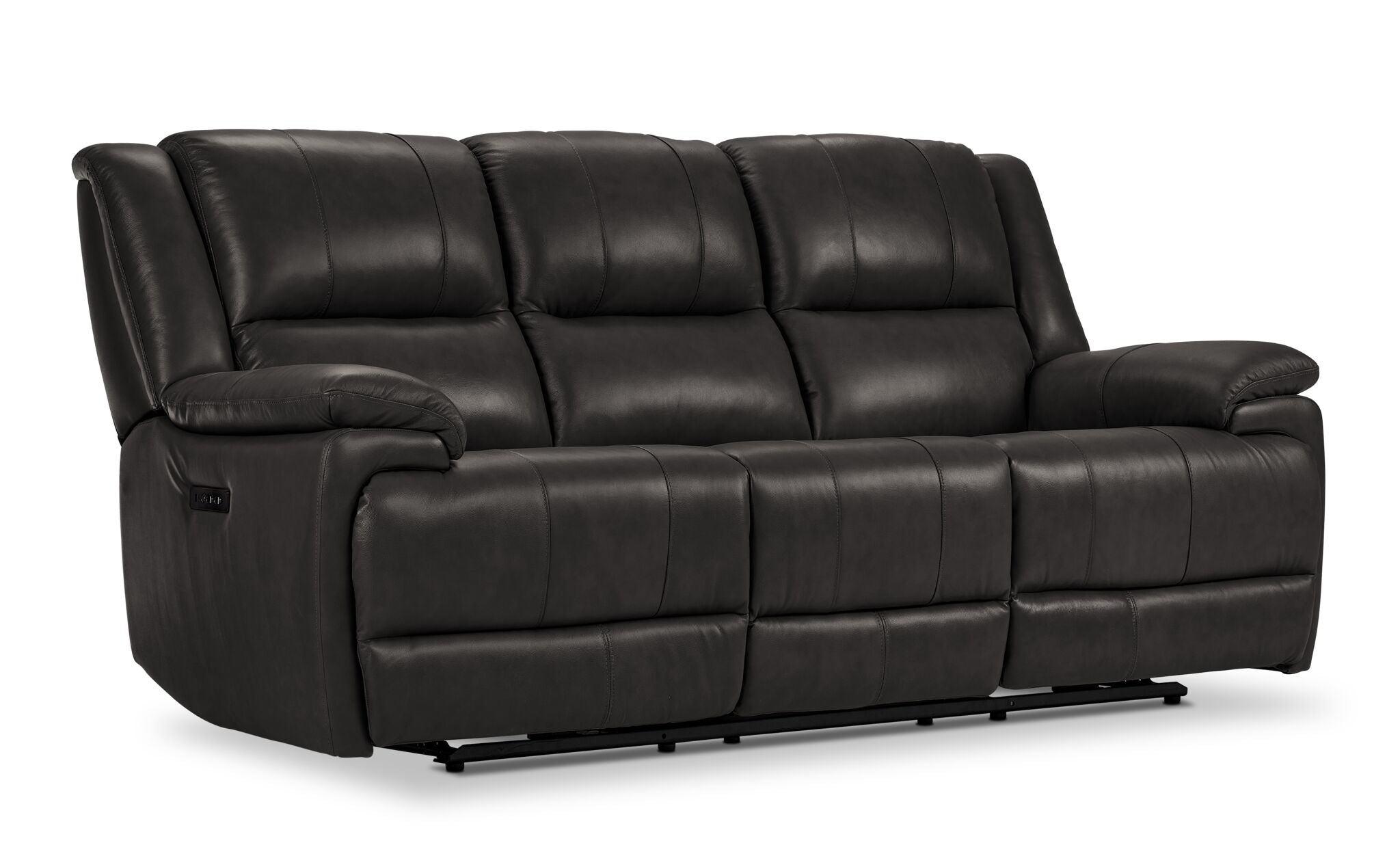 Allie Leather Dual Power Reclining Sofa and Loveseat Set - Granite