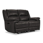 Allie Leather Dual Power Reclining Loveseat - Granite
