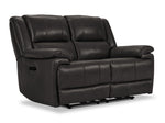 Allie Leather Dual Power Reclining Sofa and Loveseat Set - Granite