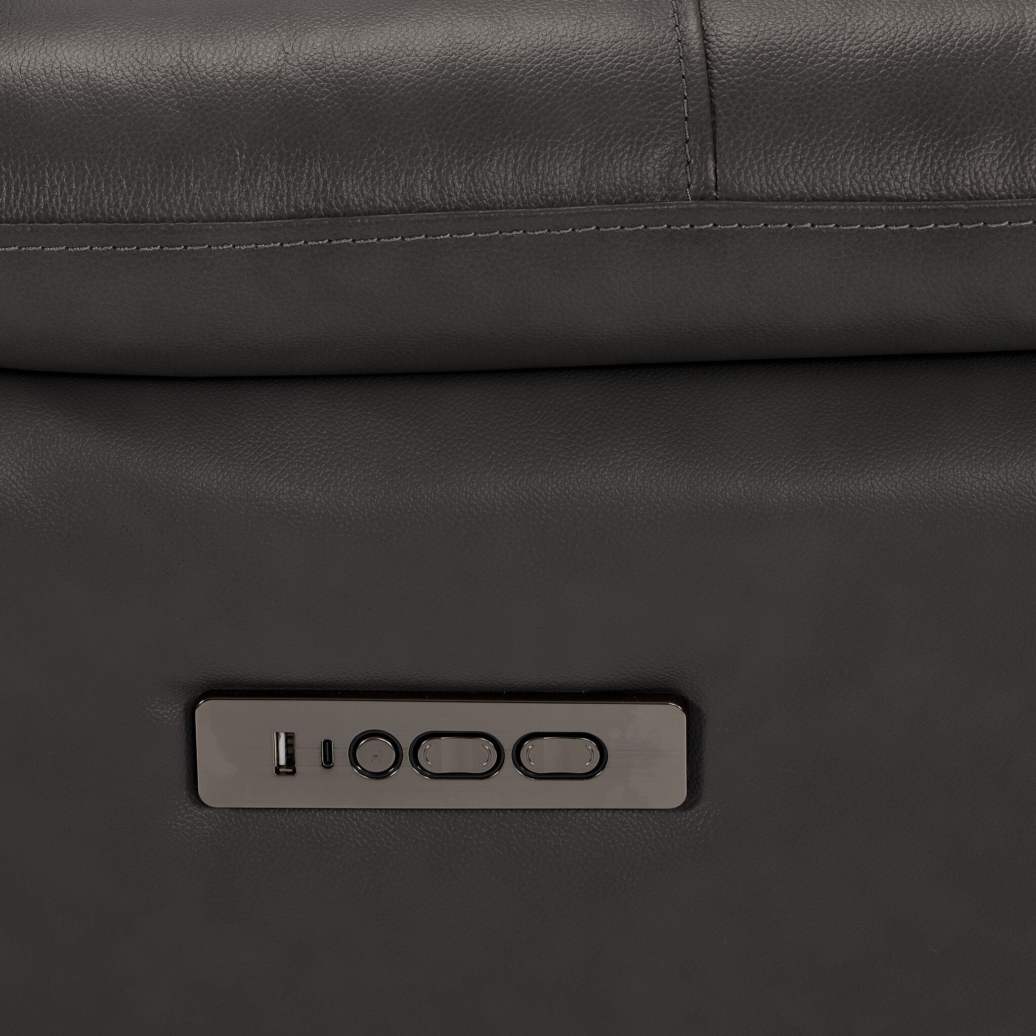 Allie Leather Dual Power Recliner - Granite