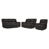 Allie Ens. Sofa, causeuse et fauteuil inclinables électriques à double inclinaison en cuir – granite