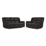 Allie Leather Dual Power Reclining Sofa and Loveseat Set - Granite