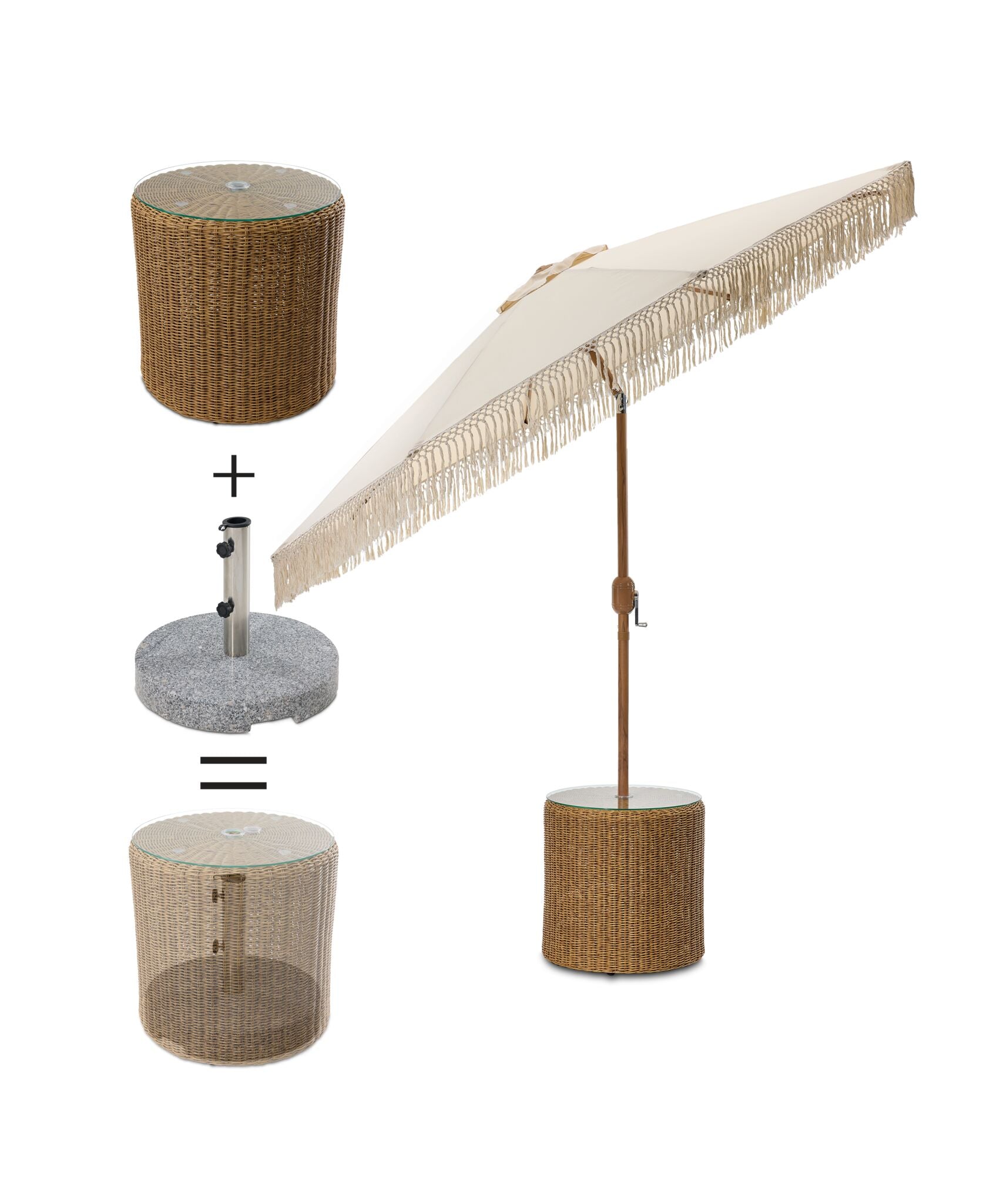 Apex 2 - Piece Outdoor Wicker Umbrella Side Table - Brown