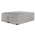 Kingsdown Atmosphere Firm Euro Top King Mattress and Split Boxspring Set with quilted top and beige finish.