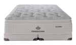 Front view of Kingsdown Atmosphere Firm Euro Top King Mattress and Low Profile Boxspring Set in beige.