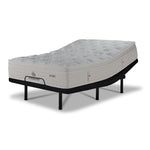 Kingsdown Atmosphere Firm Euro Top Queen Mattress on L2 Lux Adjustable Base in raised position.