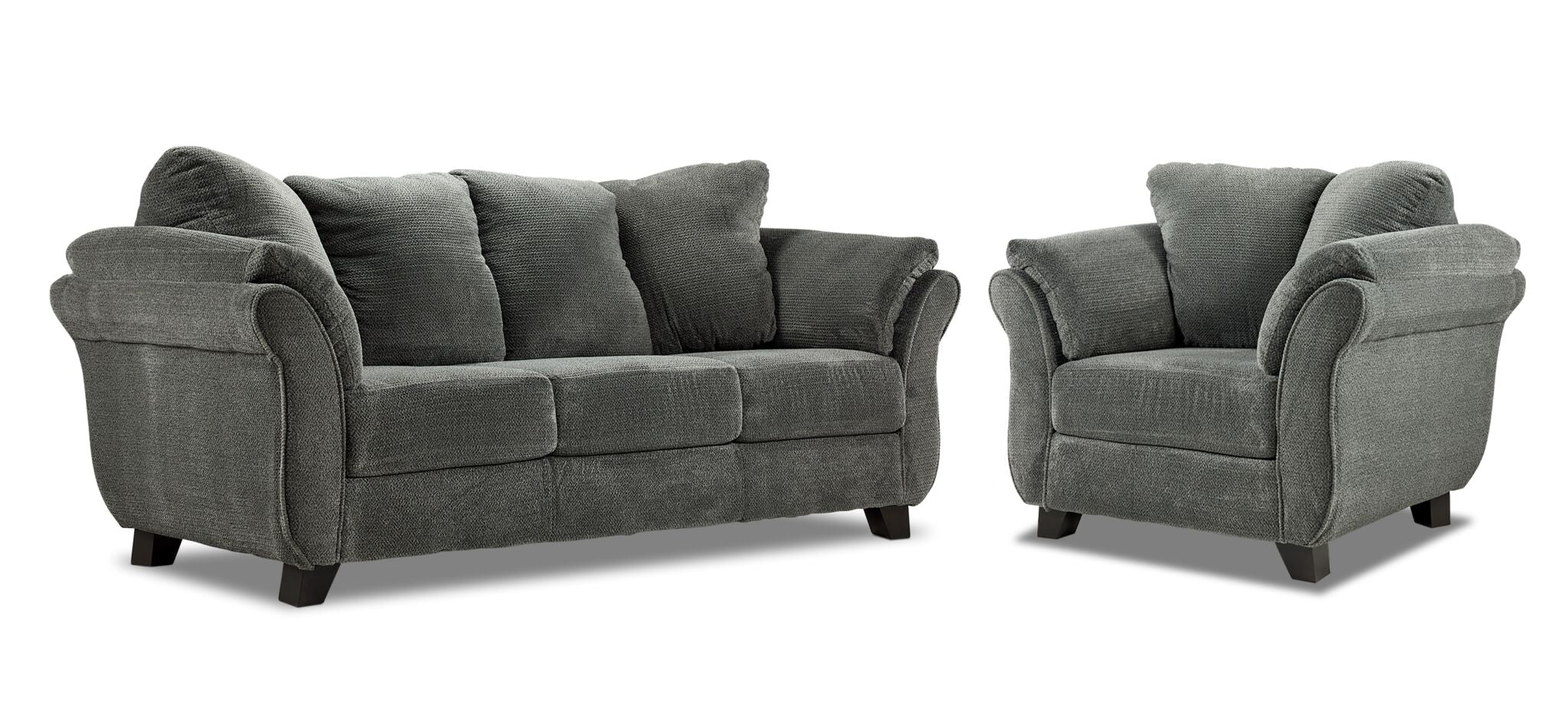 Avery Sofa and Chair Set - Charcoal