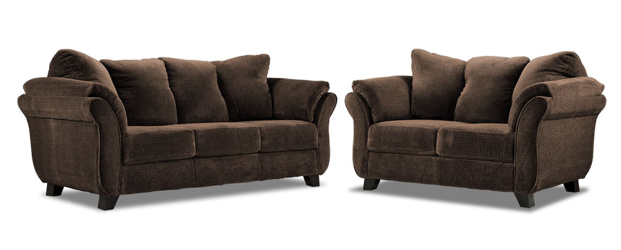 Avery Sofa and Loveseat Set - Chocolate
