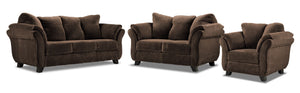 Avery Ens. Sofa, causeuse et fauteuil - chocolat