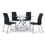 Axis 5-Piece Round Dining Room Set - Glass and Chrome