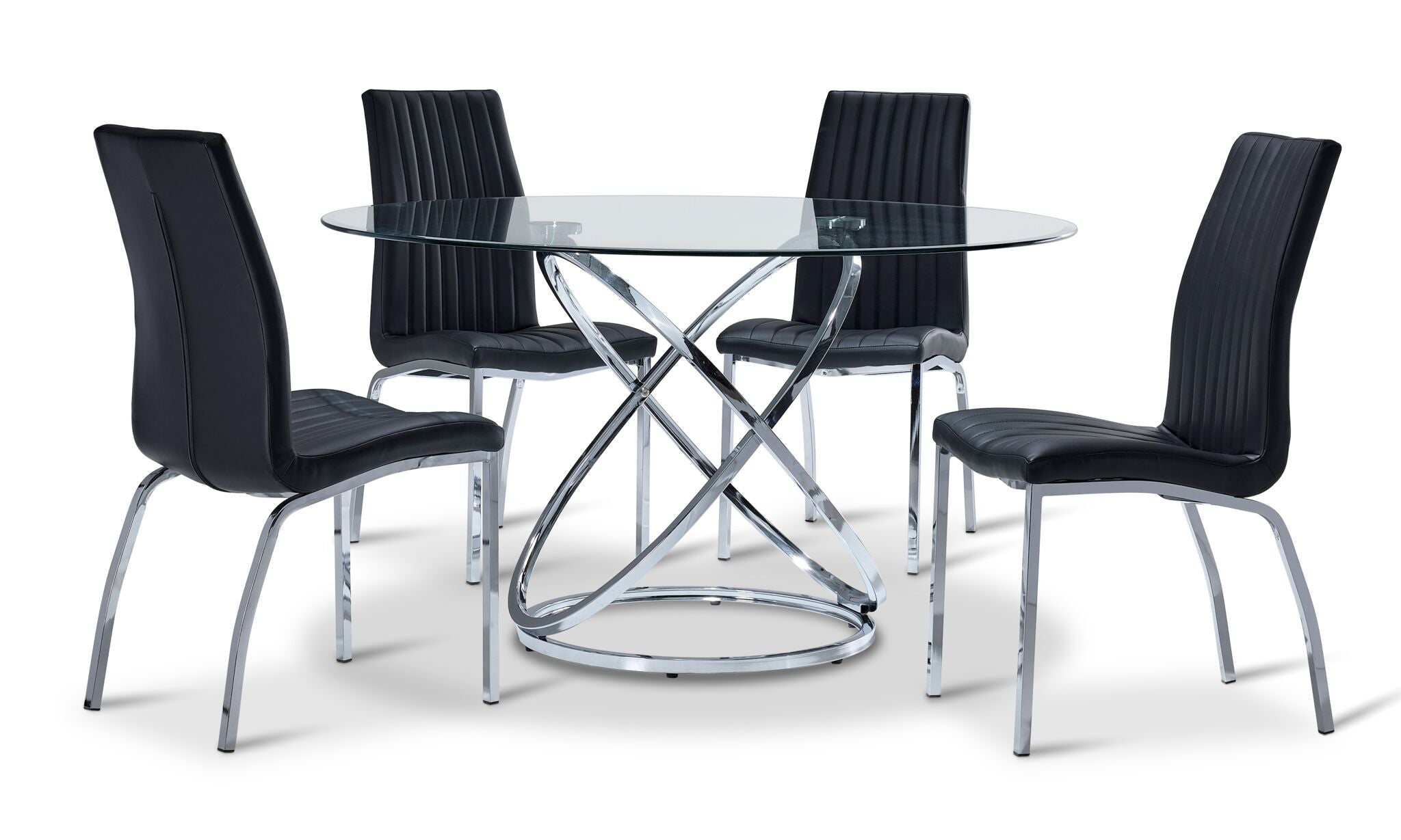 Axis 5-Piece Round Dining Room Set - Glass and Chrome