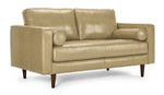 Bari Leather Sofa and Loveseat Set - Stone