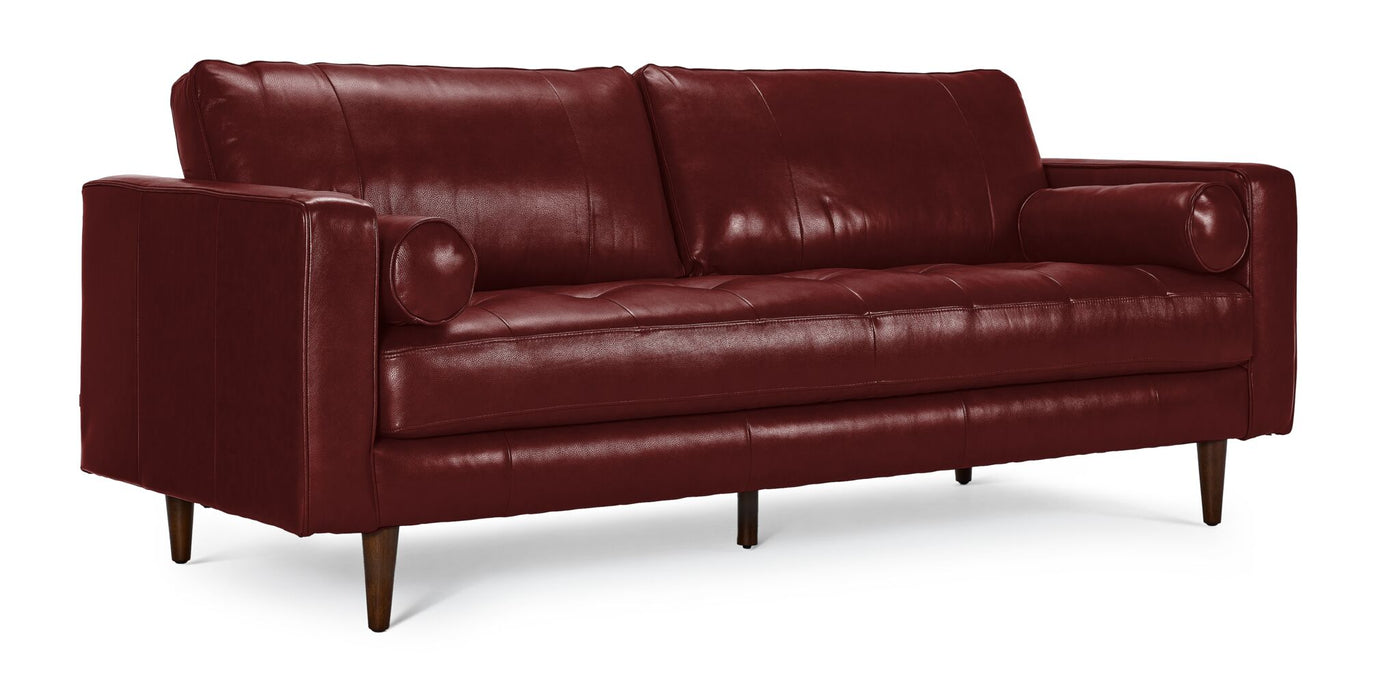 Bari Leather Sofa and Loveseat Set - Fire