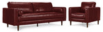 Bari Leather Sofa and Chair Set - Fire
