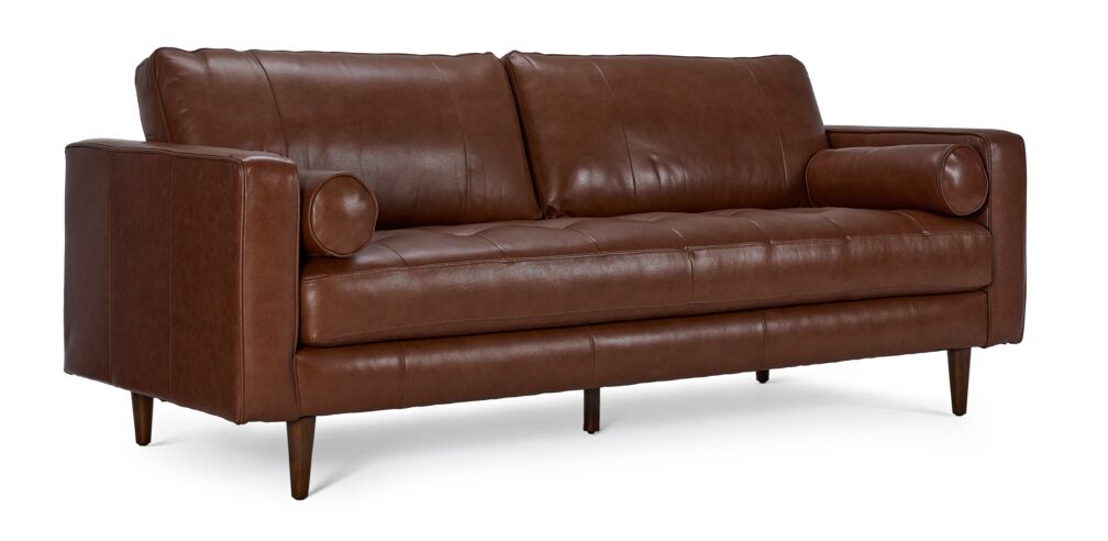 Bari Leather Sofa and Loveseat Set - Cobblestone