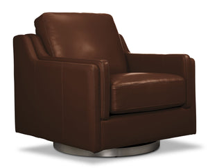 Bella Fauteuil pivotant en cuir - brun