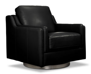 Bella Fauteuil pivotant en cuir - noir