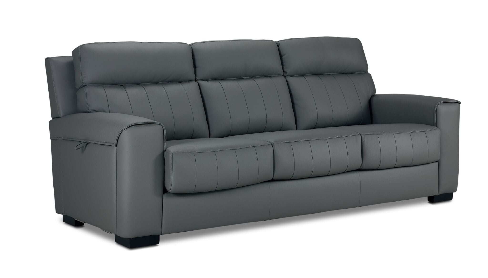 Benevento Leather Sofa, Loveseat and Chair Set - Steel