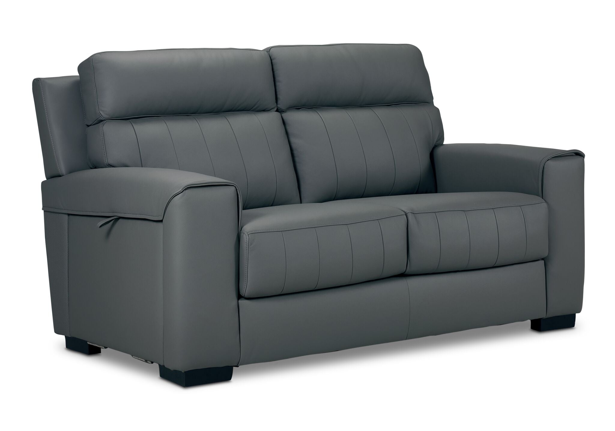 Benevento Leather Loveseat - Steel