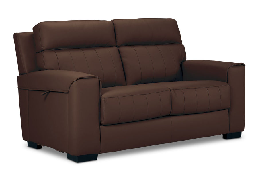 Benevento Leather Loveseat - Mocha