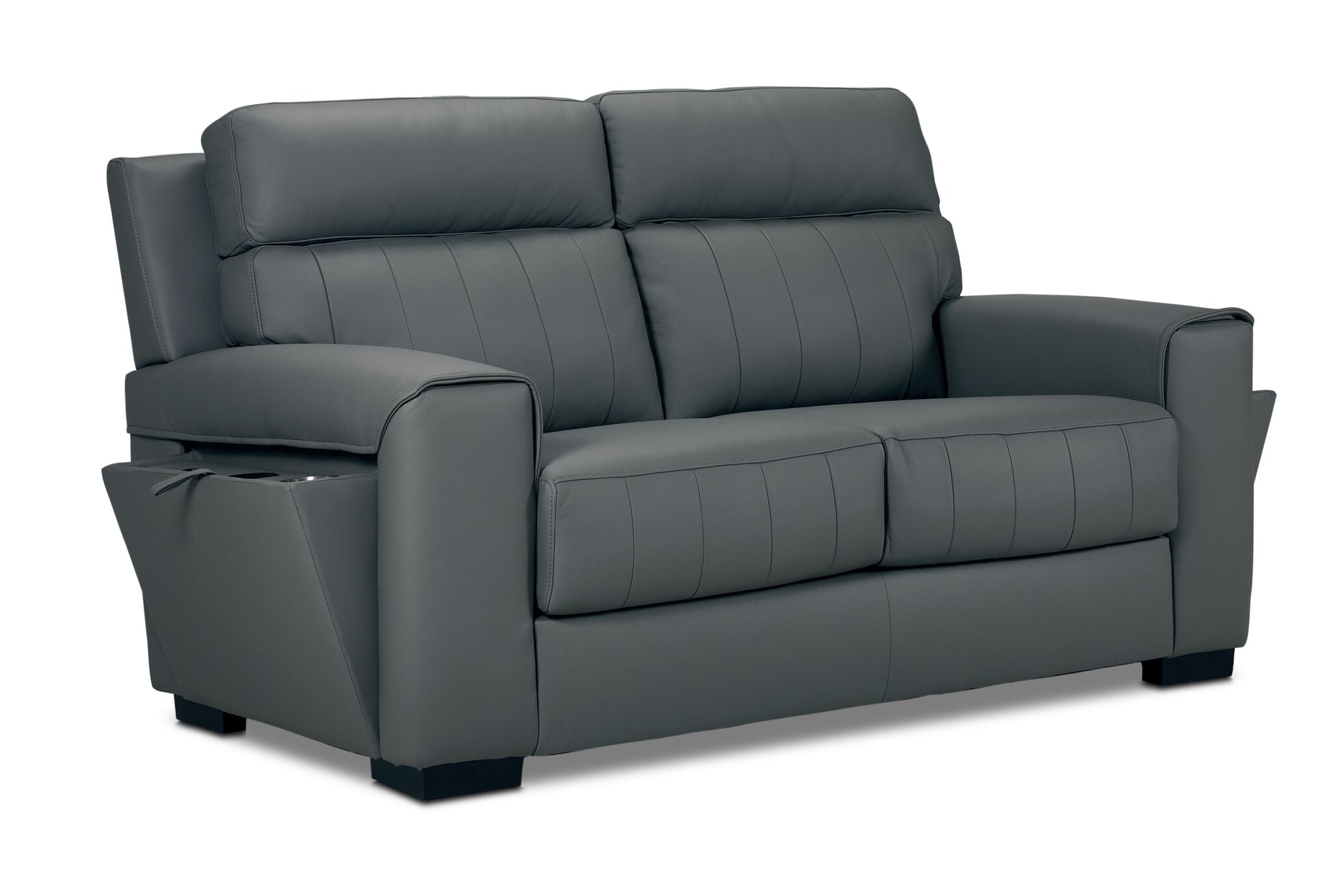 Benevento Leather Loveseat - Steel