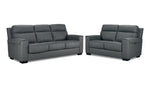 Benevento Leather Sofa and Loveseat Set - Steel