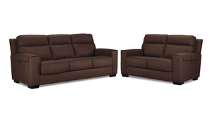 Benevento Ens. Sofa et causeuse en cuir - moka