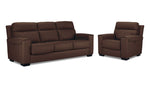 Benevento Leather Sofa and Chair Set - Mocha