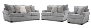 Beverly Ens. Sofa, causeuse et fauteuil – gris vangoh