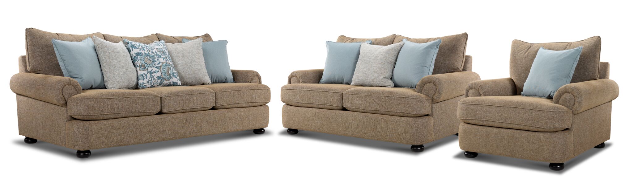 Beverly Sofa, Loveseat and Chair and a Half Set - Hightec Umber