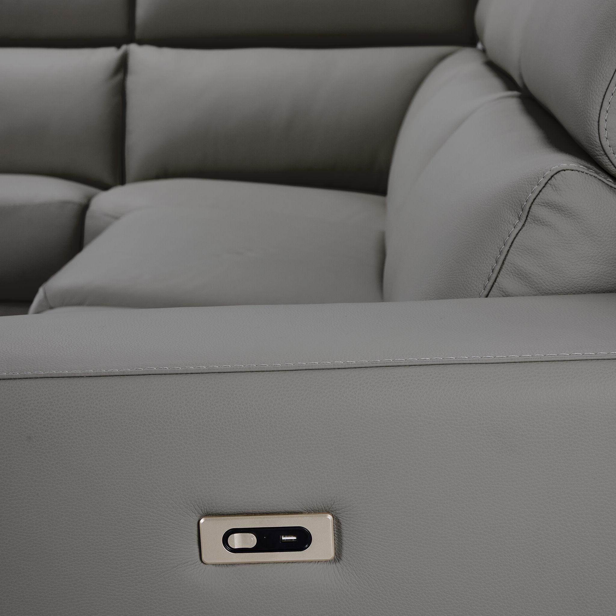 Bianca 3-Piece Power Sectional with Left Facing Chaise - Grey