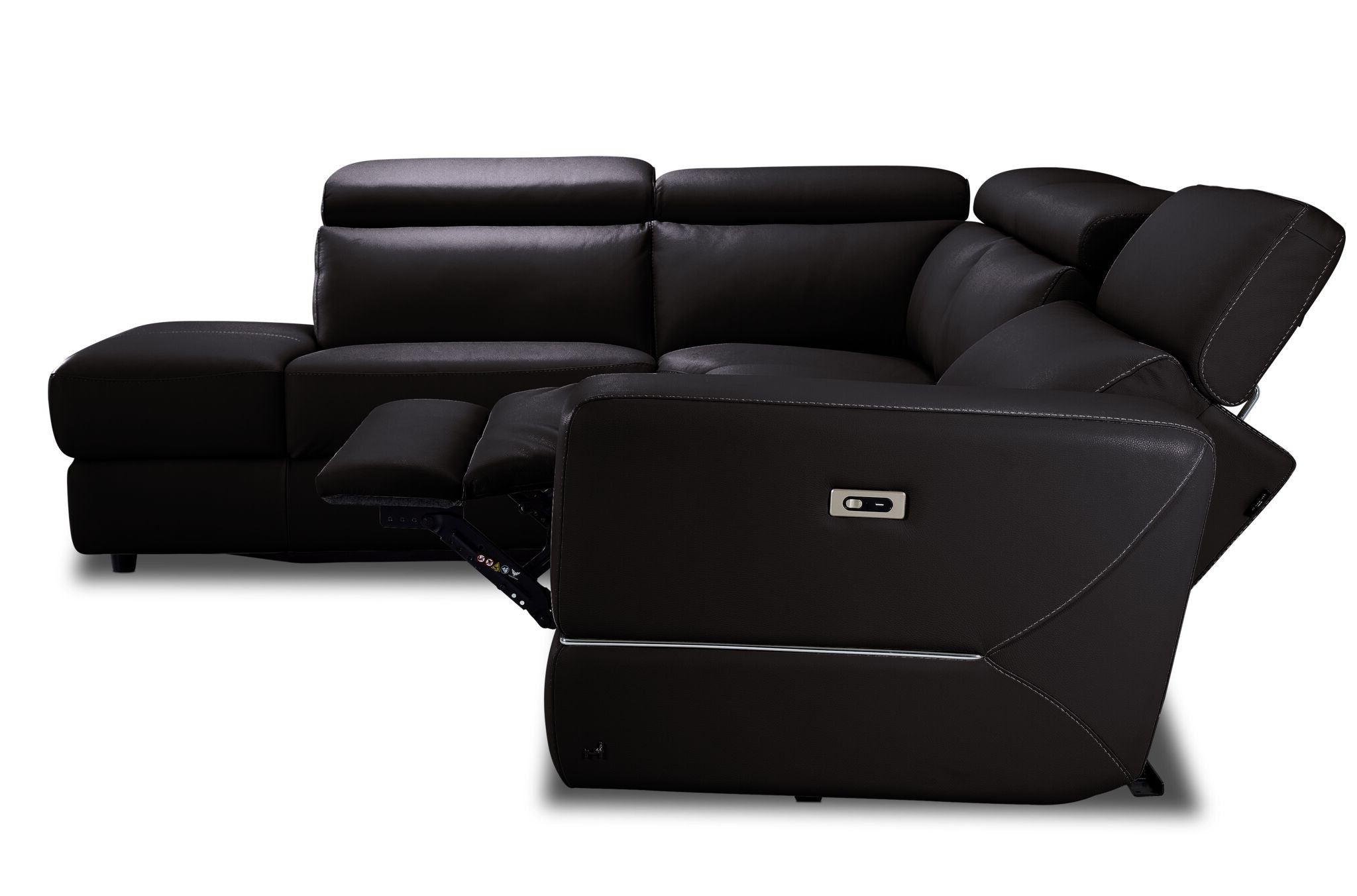 Bianca 3-Piece Power Sectional with Left Facing Chaise - Chocolate